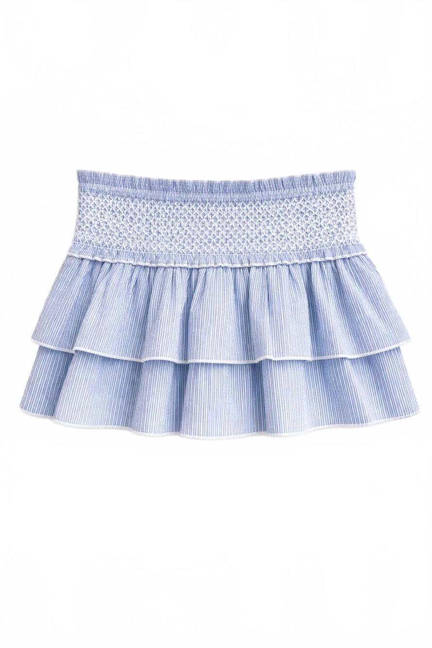 NEW KATIE J NYC tween dominique printed smocked waist ruffle skort in baby blue